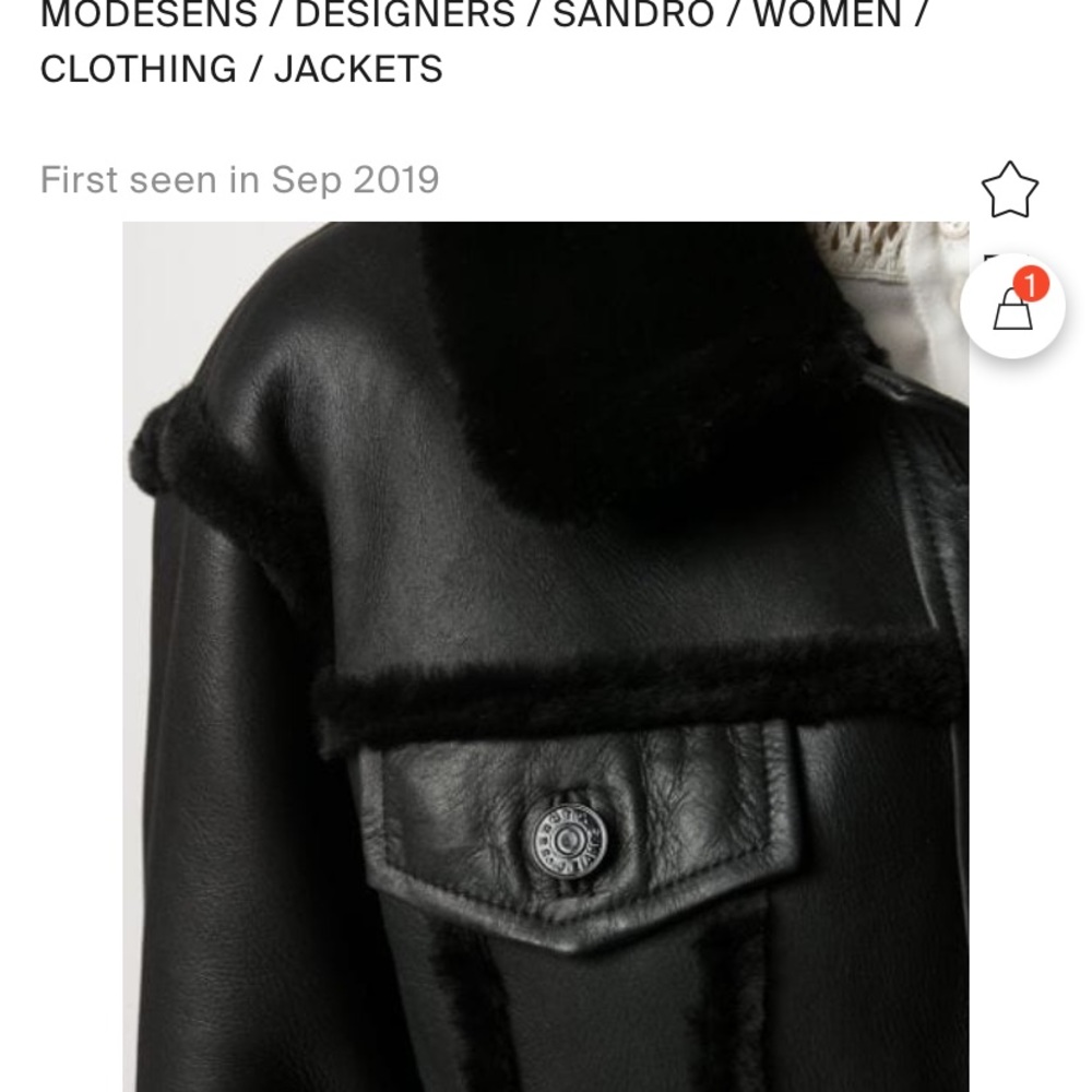 Sandro Paris Genuine Shearling Leather Jacket Black Luxury Winter CoatM - Picture 4 of 9